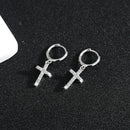 S925 sterling silver light luxury style zircon earrings cross earrings high-end exquisite earrings women