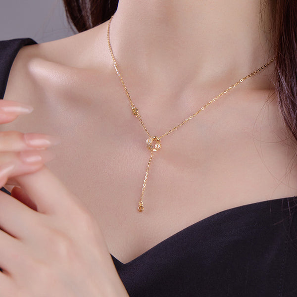 S925 silver new Chinese copper coin tassel necklace