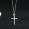 S925 sterling silver cross necklace women's fashion versatile pleated diamond set pendant collarbone chain jewelry