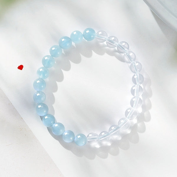Natural High Quality White Crystal Aquamarine Bracelet Women's Bracelet