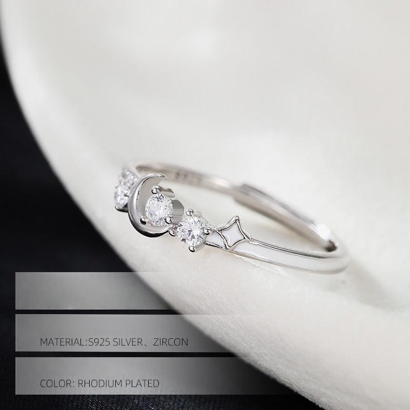 S925 silver niche star moon index