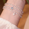 Natural aquamarine white crystal bracelet with multiple loops
