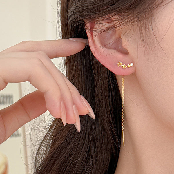 S925 star jewelry ear line tassel earrings