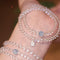 Natural aquamarine white crystal bracelet with multiple loops