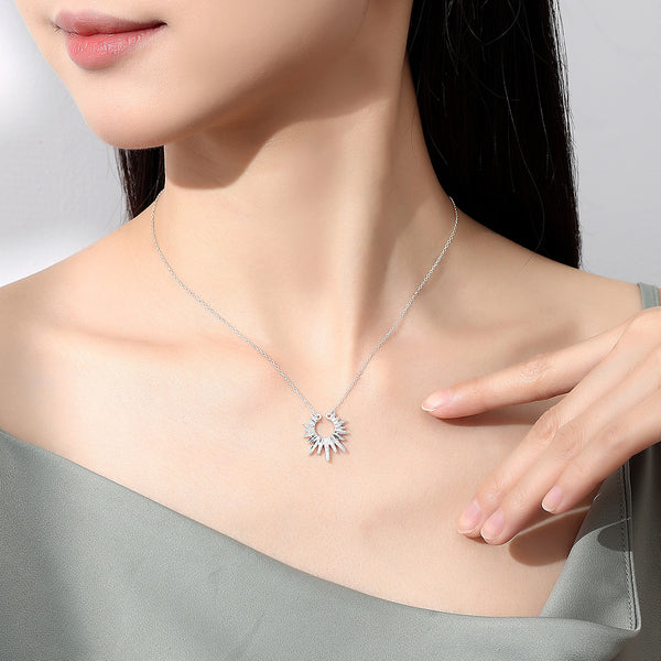 Foot silver sun flame sterling silver necklace