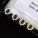 S925 silver red garnet zircon stud earrings