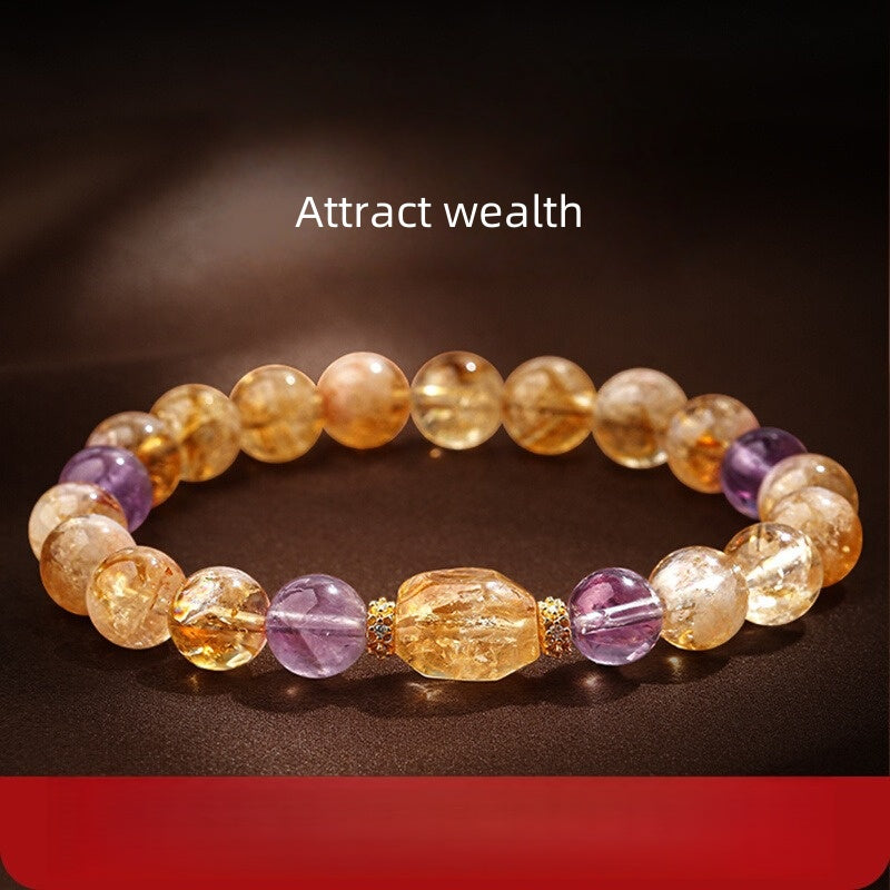 Natural citrine fortune bracelet, yellow tower crystal bracelet
