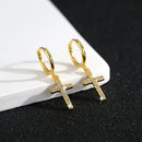 S925 sterling silver light luxury style zircon earrings cross earrings high-end exquisite earrings women