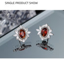 S925 silver red garnet zircon stud earrings