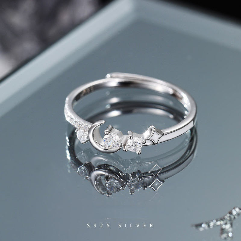 S925 silver niche star moon index