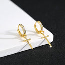 S925 sterling silver European and American cross-border cool style personalized trend design diamond-inlaid cross dagger earrings earrings earrings ring earrings