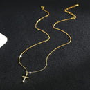 S925 sterling silver cross necklace women's fashion versatile pleated diamond set pendant collarbone chain jewelry