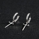 S925 sterling silver European and American cross-border cool style personalized trend design diamond-inlaid cross dagger earrings earrings earrings ring earrings