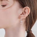 S925 sterling silver light luxury style zircon earrings cross earrings high-end exquisite earrings women
