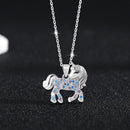 Fashion Versatile S925 sterling silver cute diamond encrusted colorful zircon unicorn pendant necklace collarbone chain girl